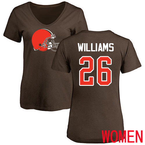 Cleveland Browns Greedy Williams Women Brown Jersey #26 NFL Football Name and Number Logo T Shirt->women nfl jersey->Women Jersey